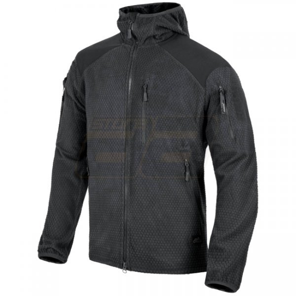 Helikon Alpha Hoodie Grid Fleece Jacket - Black - XS