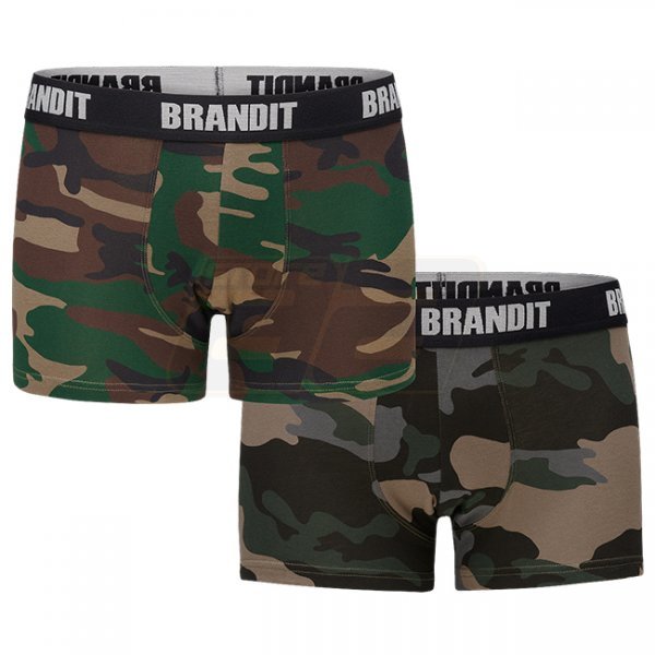 Brandit Boxershorts Logo 2-pack - Woodland / Dark Camo - 2XL