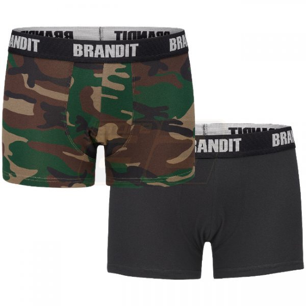 Brandit Boxershorts Logo 2-pack - Woodland / Black - L