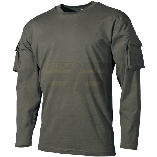 MFH Tactical Long Sleeve Shirt Sleeve Pockets - Olive - L