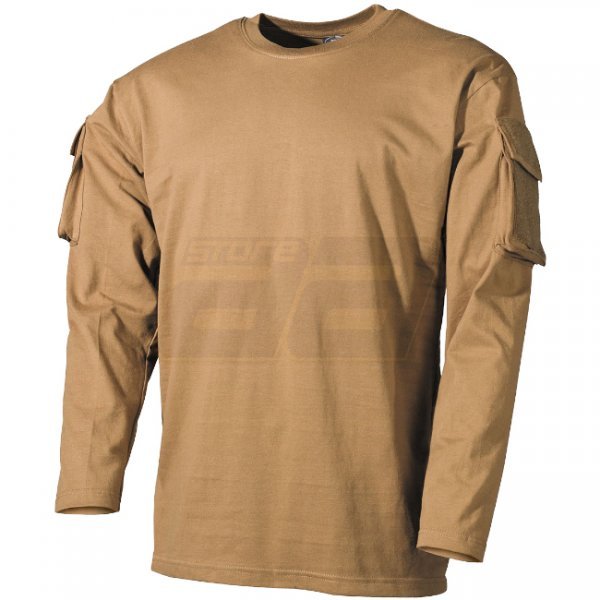 MFH Tactical Long Sleeve Shirt Sleeve Pockets - Coyote - M