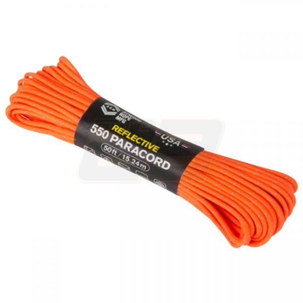 Atwood Rope 550 Paracord Reflective 50ft - Neon Orange
