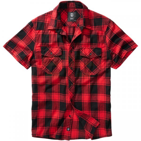 Brandit Checkshirt Halfsleeve - Red / Black - M