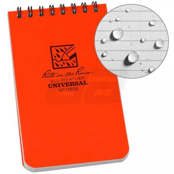 Rite in the Rain Polydura Top-Spiral Notebook 3 x 5 - Orange