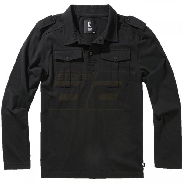 Brandit Jersey Poloshirt Willis Longsleeve - Black - 7XL