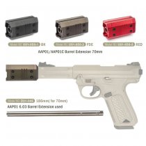 Action Army AAP-01 / AAP-01C GBB Barrel Extension 70mm - Black