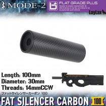 Laylax MODE-2 Carbon Fiber FAT Silencer 14mm CCW 100mm - Black