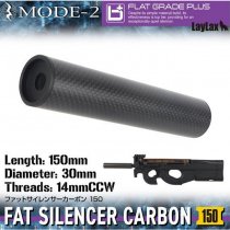 Laylax MODE-2 Carbon Fiber FAT Silencer 14mm CCW 150mm - Black