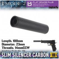 Laylax MODE-2 Carbon Fiber Slim Silencer 14mm CCW 100mm - Black