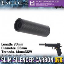 Laylax MODE-2 Carbon Fiber Slim Silencer 14mm CCW 70mm - Black