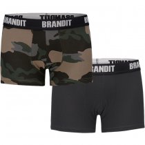 Brandit Boxershorts Logo 2-pack - Dark Camo / Black - S