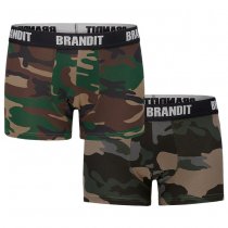 Brandit Boxershorts Logo 2-pack - Woodland / Dark Camo