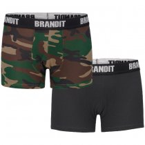 Brandit Boxershorts Logo 2-pack - Woodland / Black - S