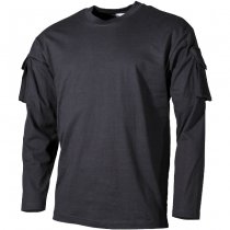 MFH Tactical Long Sleeve Shirt Sleeve Pockets - Black - M
