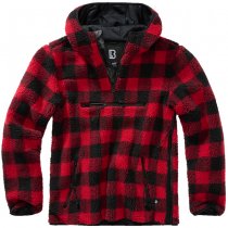 Brandit Teddyfleece Worker Pullover - Red / Black - XL